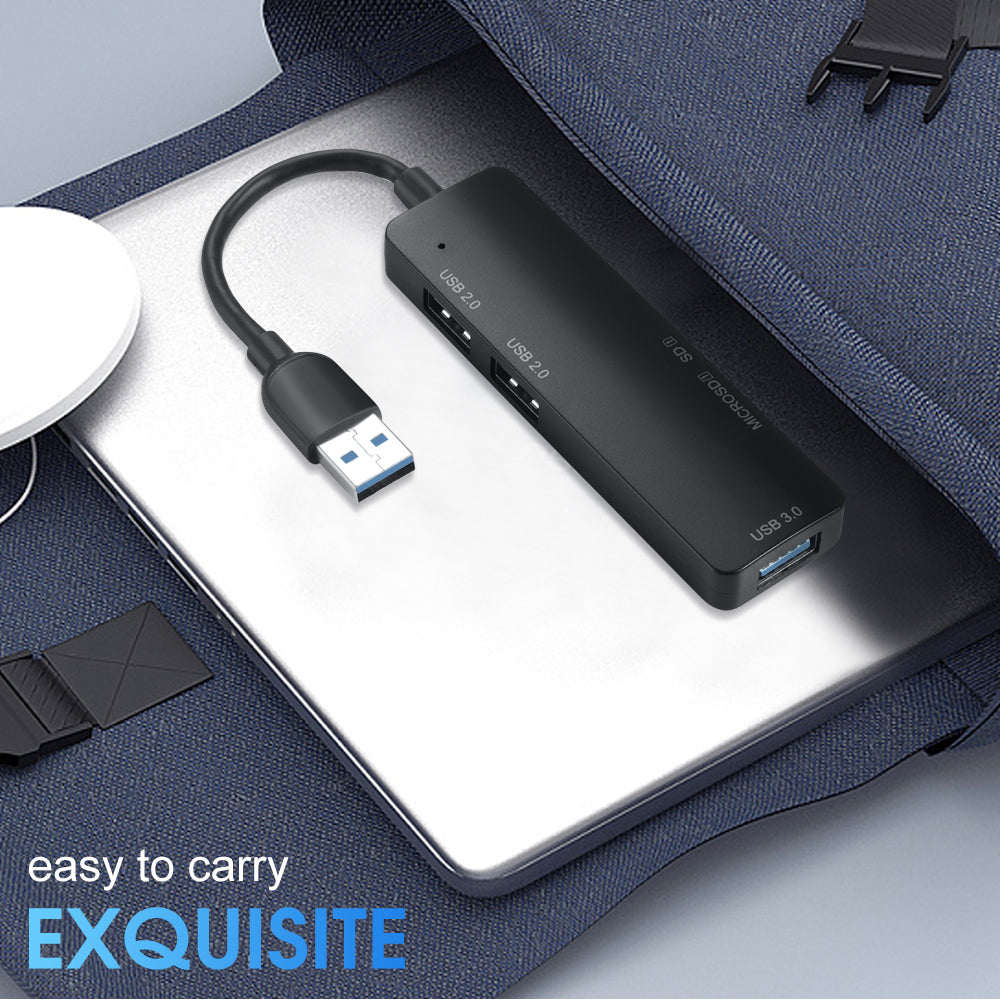 5-in-1 USB 3.0 Extension Hub w/ Memory Card Reader Adapter